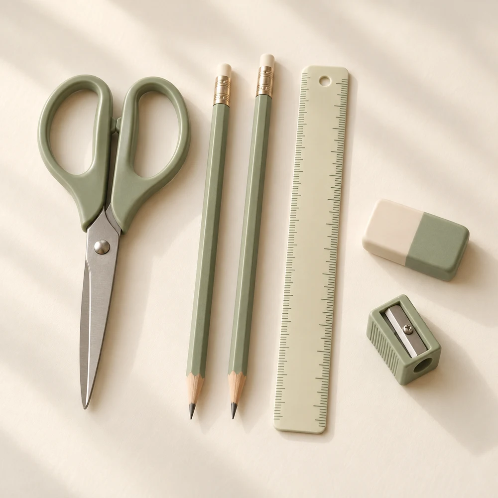 Willow Desk Essentials Set in Cream / Sage