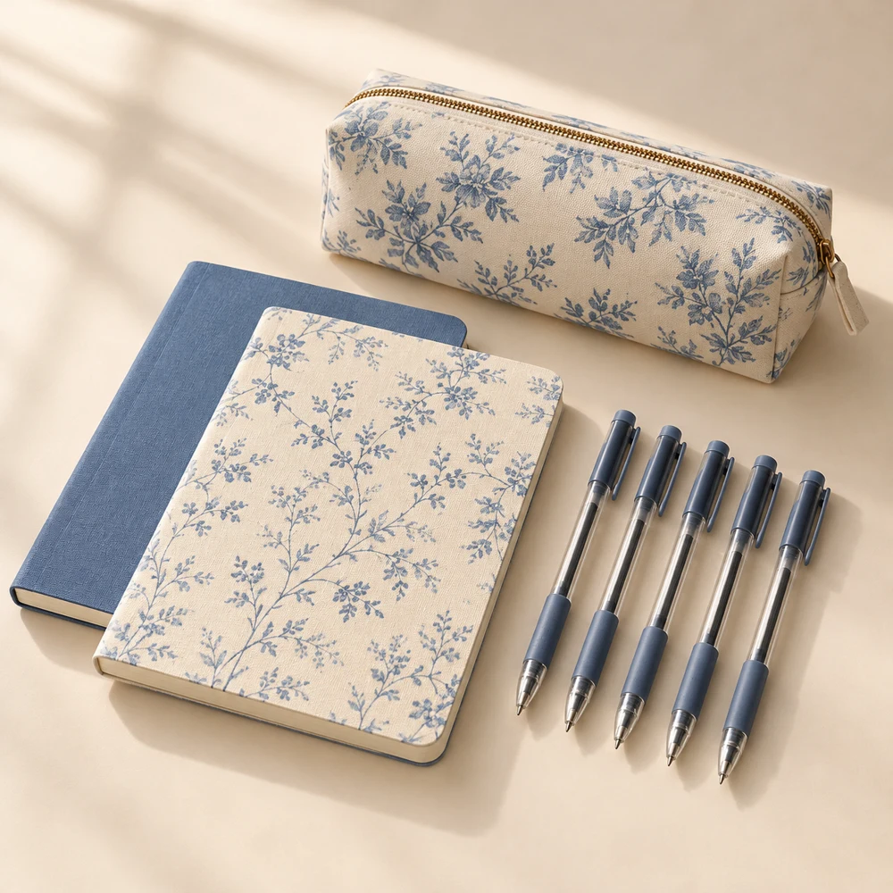 Morning Pages Writing Kit in Cream / Blue